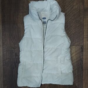 Old Navy Women's Cream White Puffer Vest Size Small Layering Winter